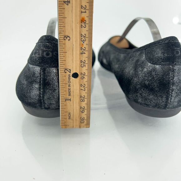 Taos Rascal Ballet Flats Women's 9.5 Black Metallic Leather Slip On Casual - Picture 6 of 12